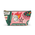 Retro Casino Pattern Accessory Pouch T Bottom Makeup Bag | Slot Dice Roulette Chips
