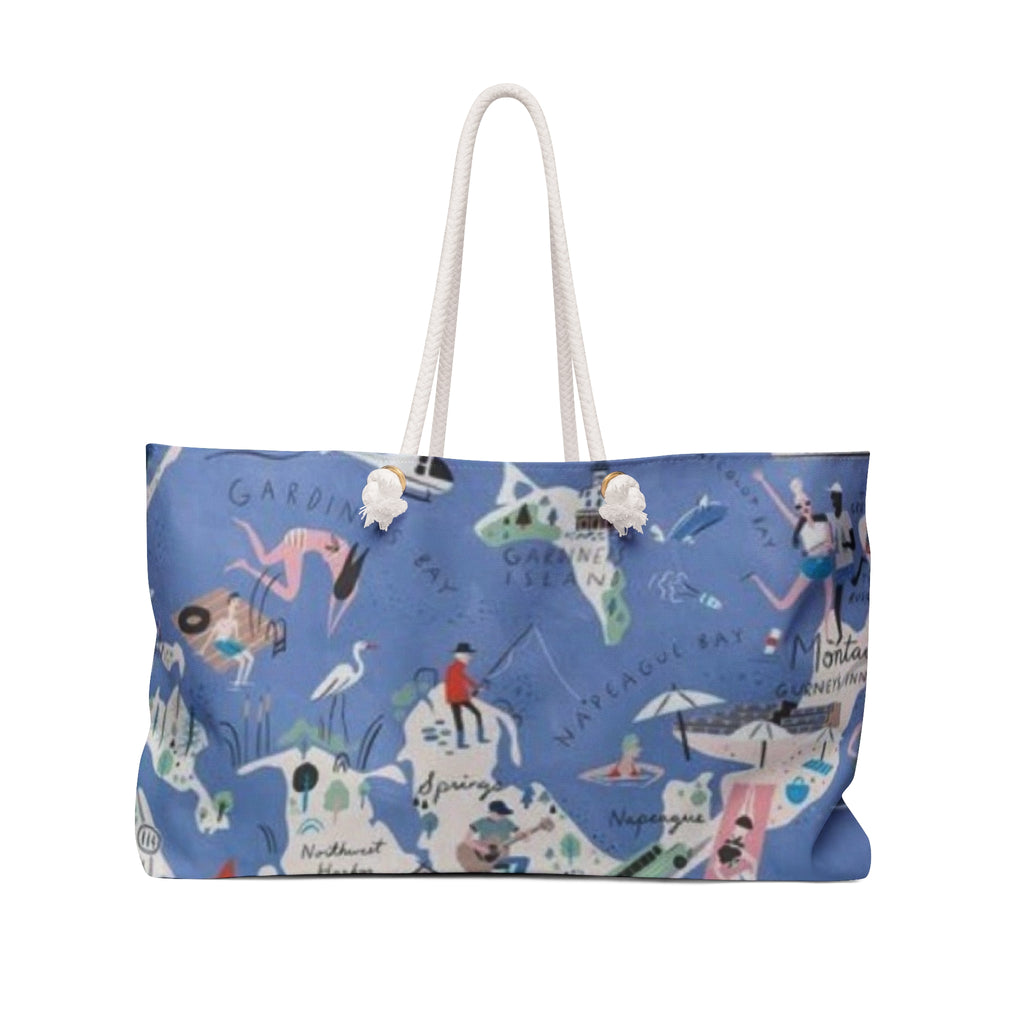 Summer Map Weekender Bag — Illustrated Travel Tote for Beach Trips & Vacations