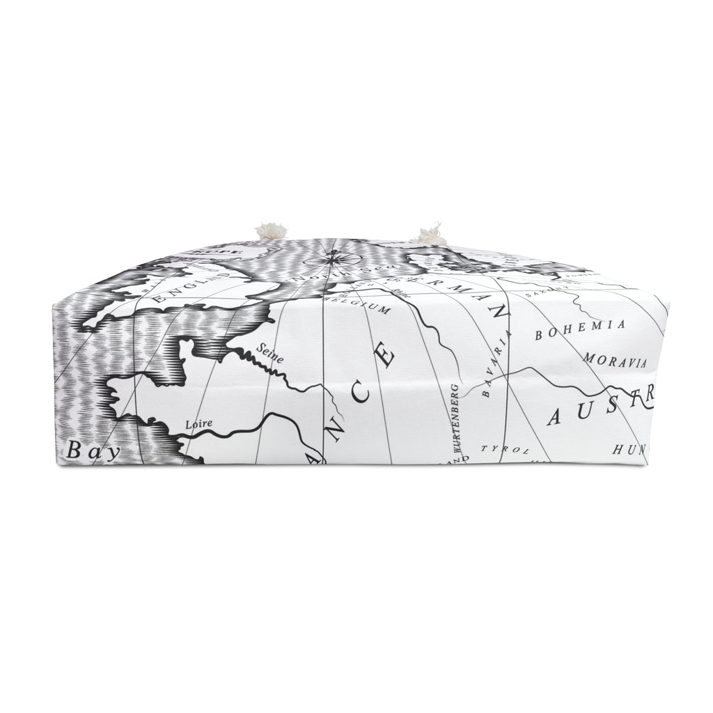 Vintage Map Europe Weekender Bag | Travel Tote, Nautical Compass Print