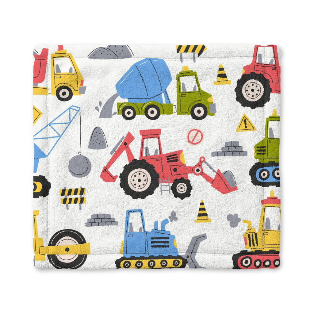 Construction Trucks Minky Baby Lovey Blanket — Soft Plush Security Blanket for Infants & Toddlers