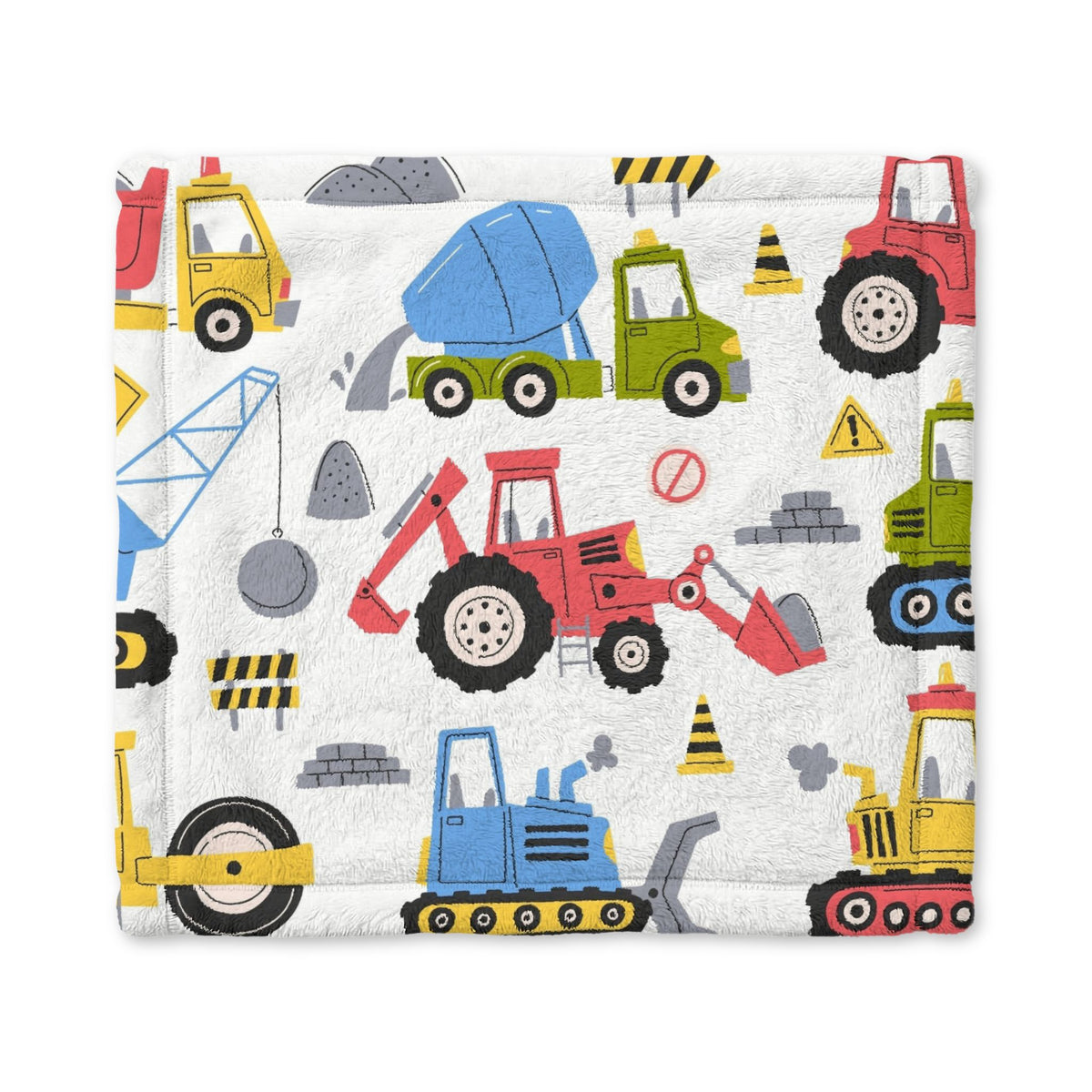 Construction Trucks Minky Baby Lovey Blanket — Soft Plush Security Blanket for Infants & Toddlers