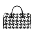 Black White Houndstooth Faux Leather Travel Bag | Duffle Bag