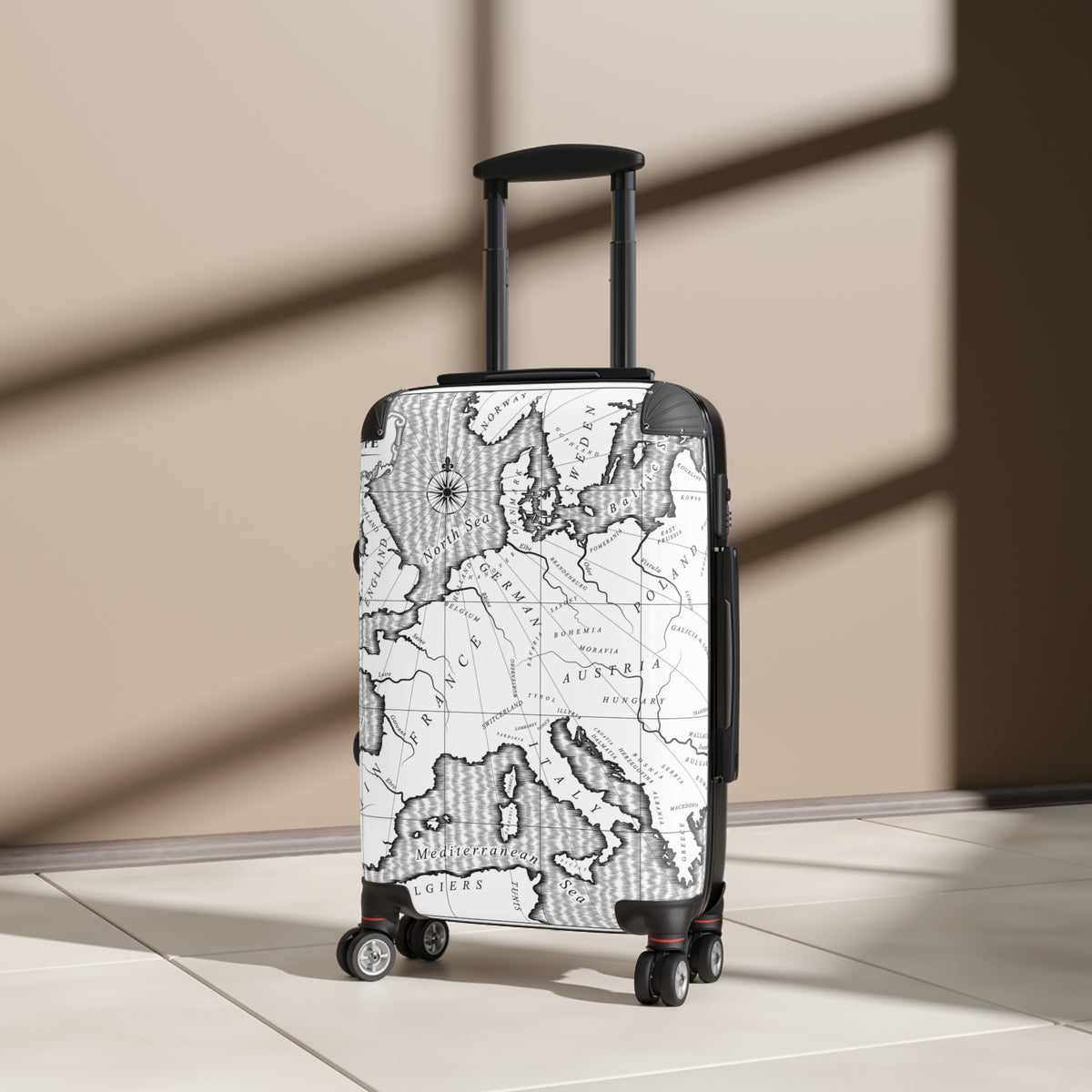 Vintage Map Suitcase | Europe Travel Luggage, Antique Cartography Print