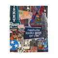Nashville Collage Velveteen Plush Blanket | Music City Sign Collage