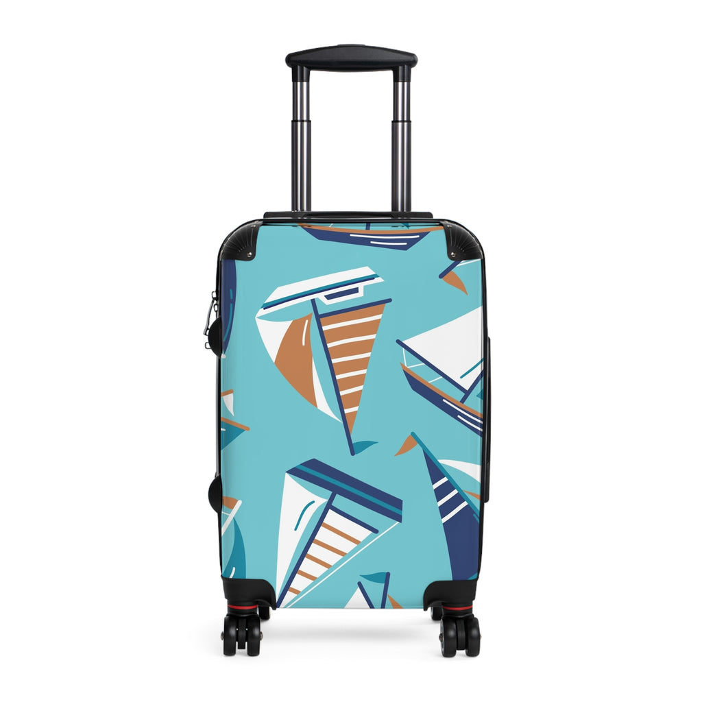 Sailboat Pattern Suitcase | Nautical Travel Luggage, Blue Boat Print