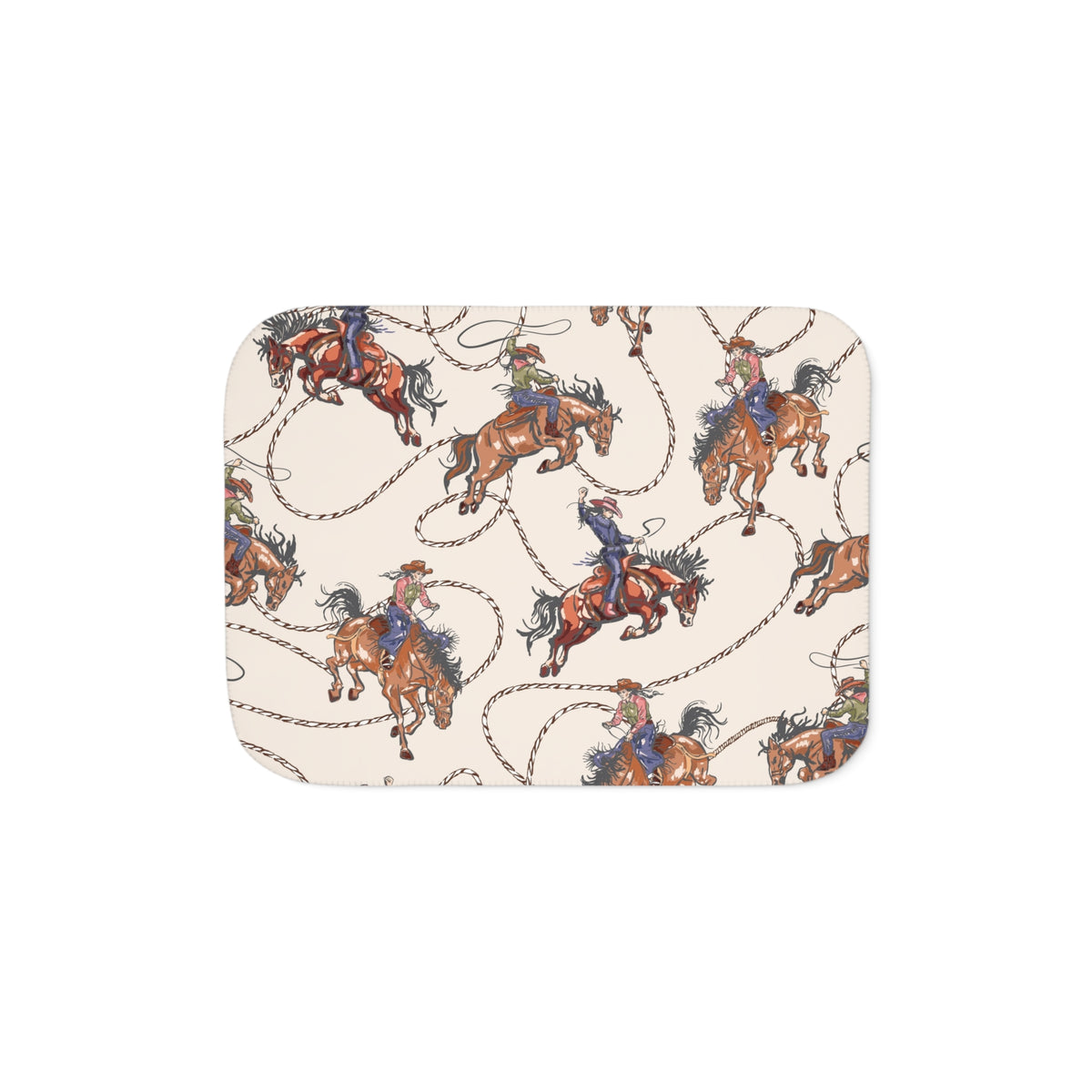 Western Cowboy Rodeo Pattern Sherpa Blanket | Lasso Horses Printed Throw