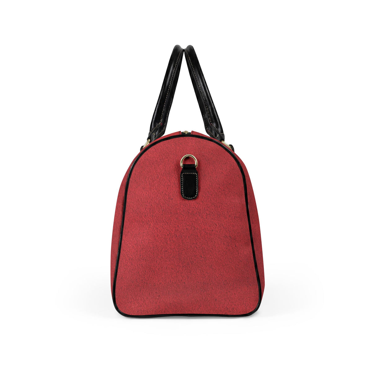 Red Faux Leather Travel Bag | Overnight Duffle, Black Handles