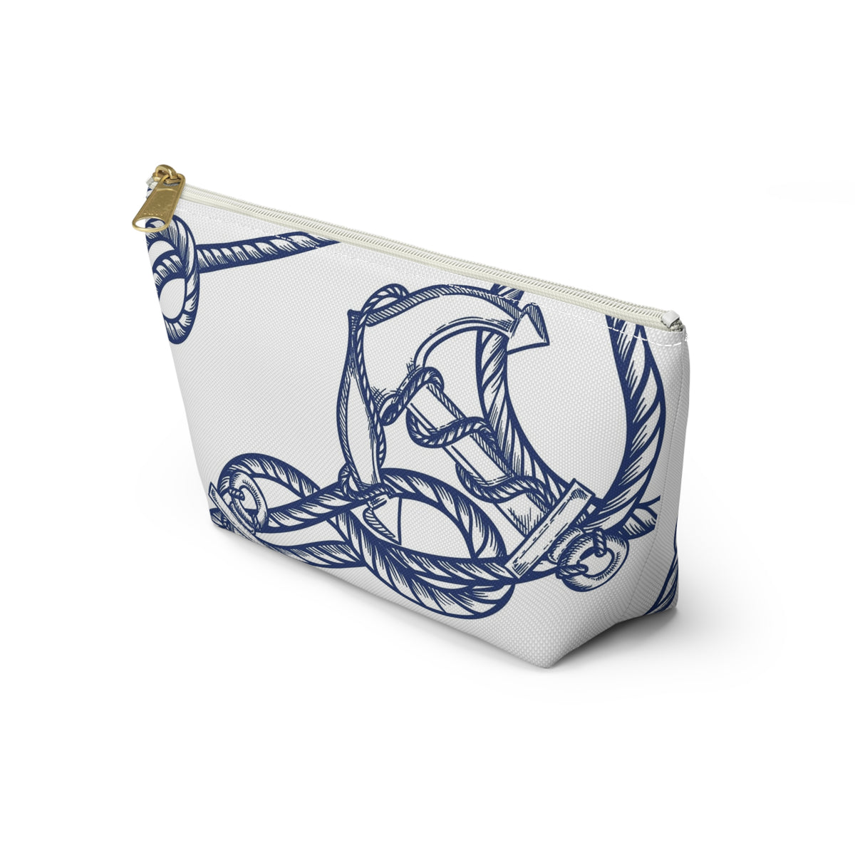Nautical Rope & Anchor Accessory Pouch | T-Bottom Cosmetic Bag
