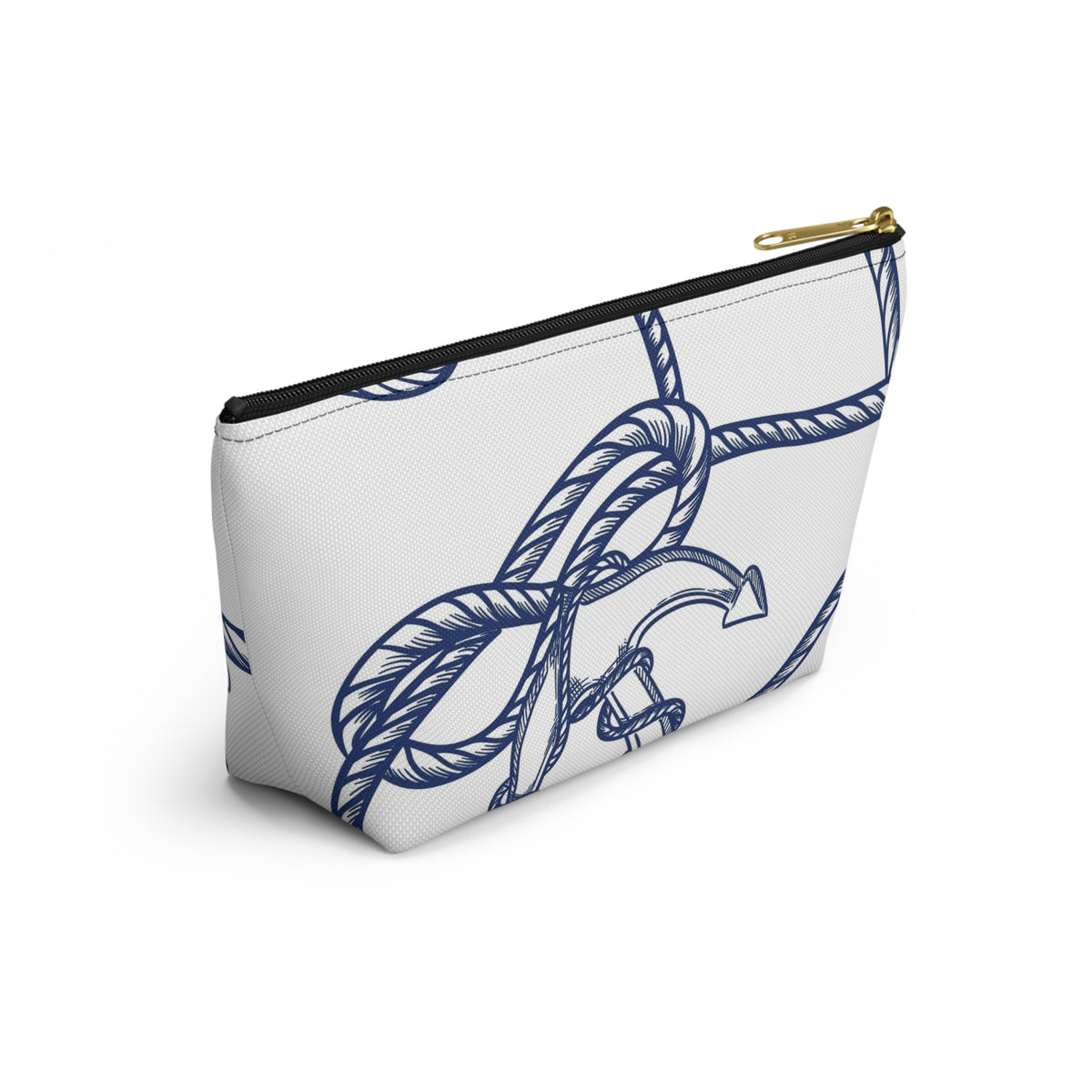 Nautical Rope & Anchor Accessory Pouch | T-Bottom Cosmetic Bag