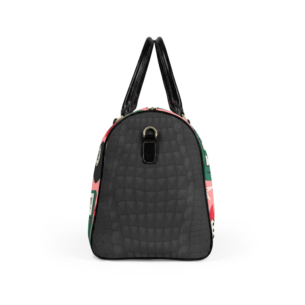Retro Casino Pattern Faux Leather Travel Bag | Slot Machines Roulette Jackpot