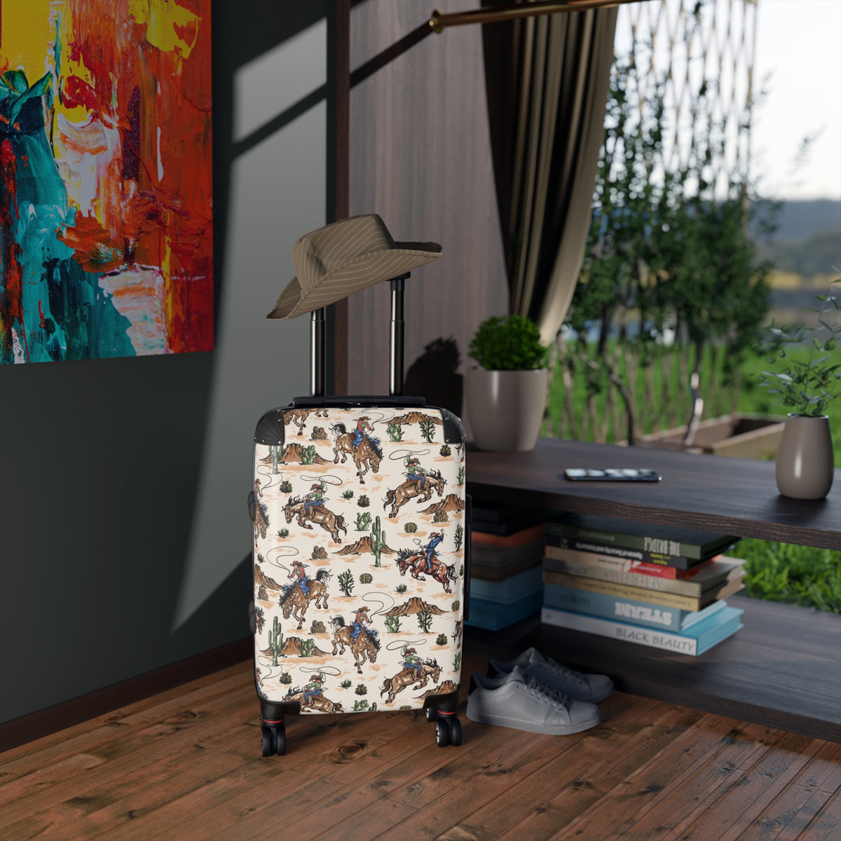 Cowboy Rodeo Pattern Suitcase | Western Rodeo Luggage
