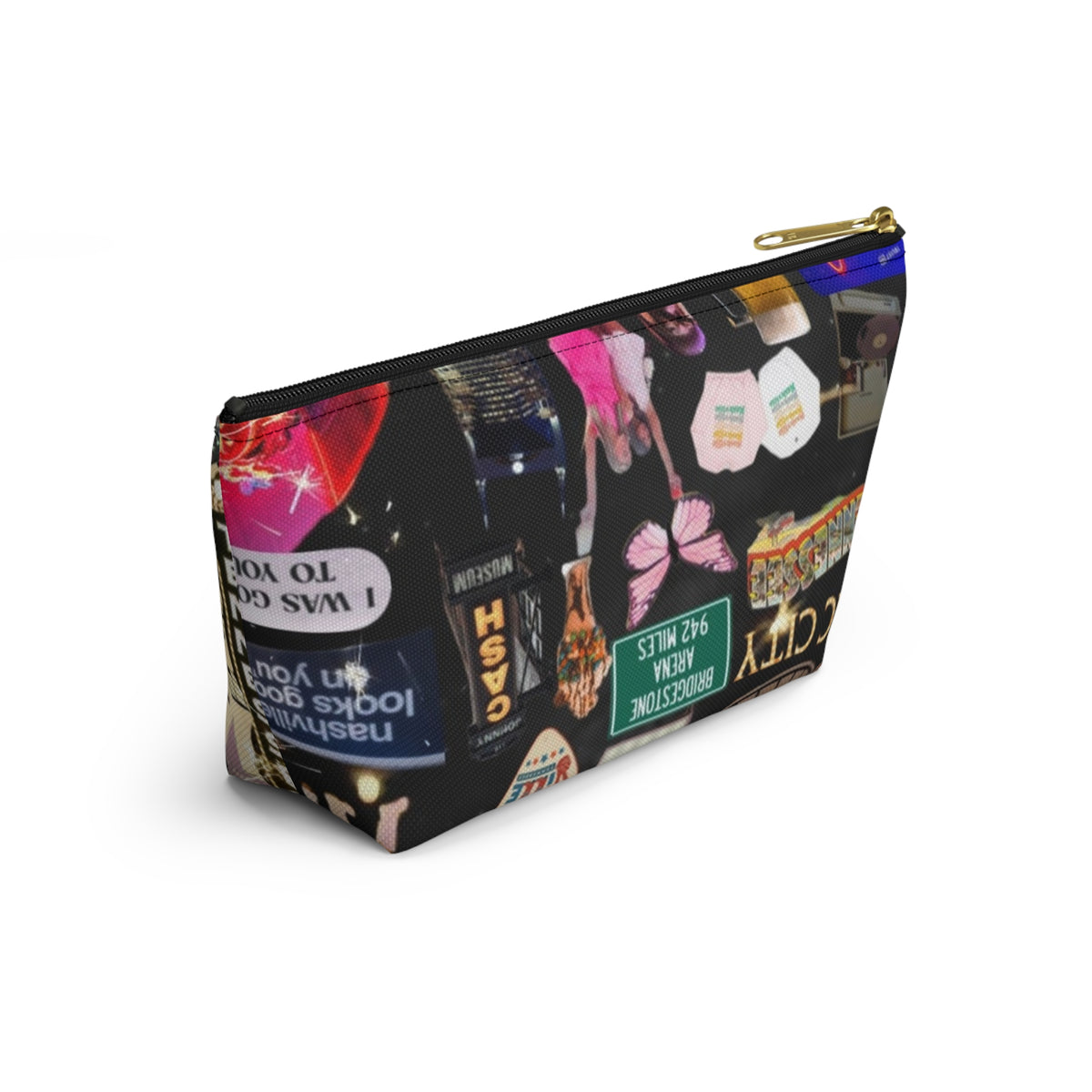 Nashville Collage Accessory Pouch — T‑Bottom Cosmetic Bag