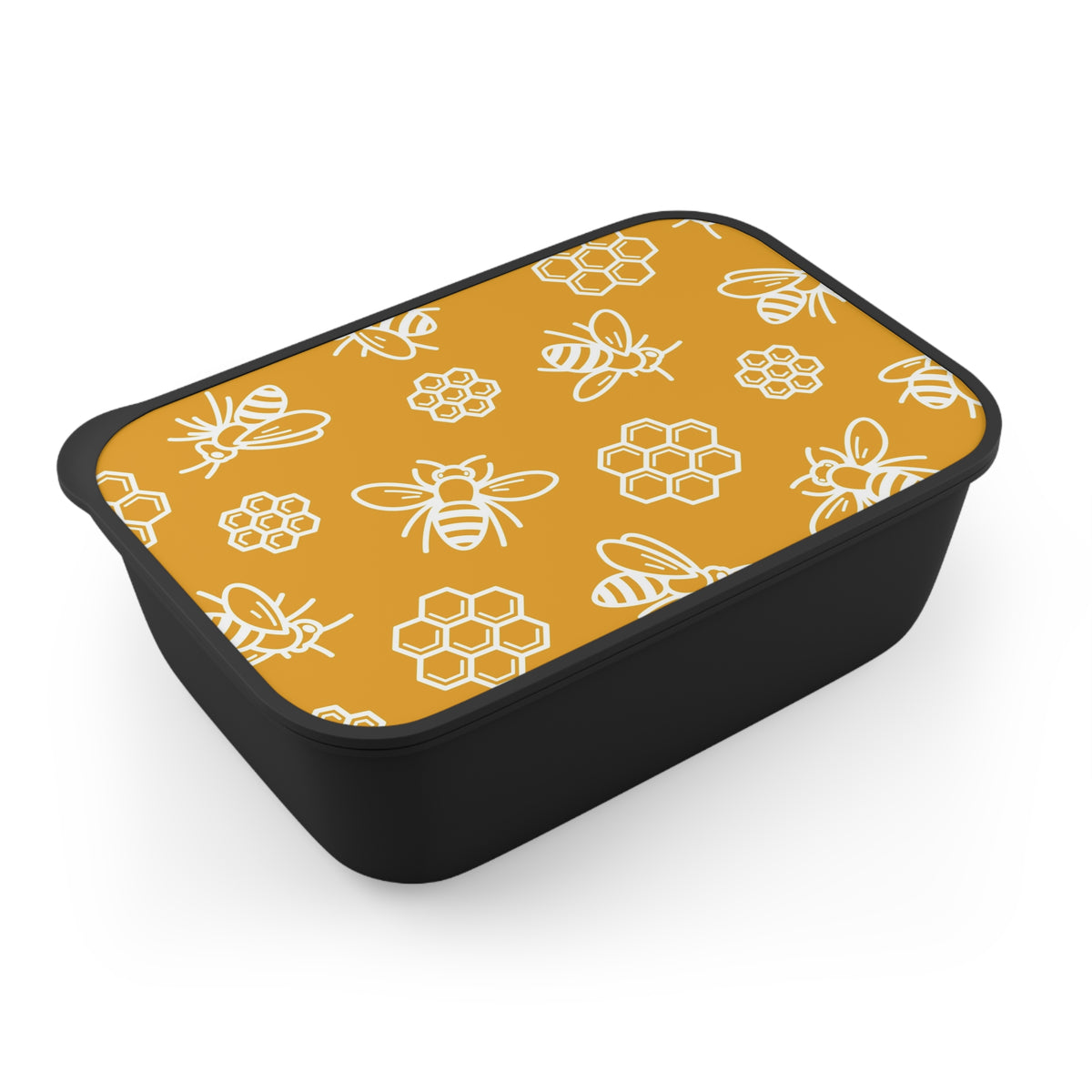 Bee Honeycomb Pattern PLA Bento Box with Band and Utensils