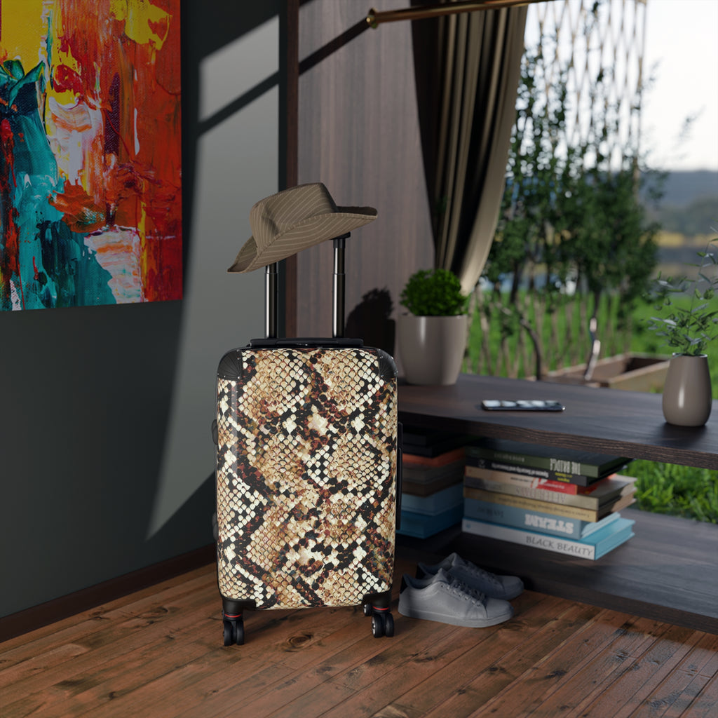 Python Snake Skin Pattern Suitcase | Carry-On Luggage, Rolling Travel Case