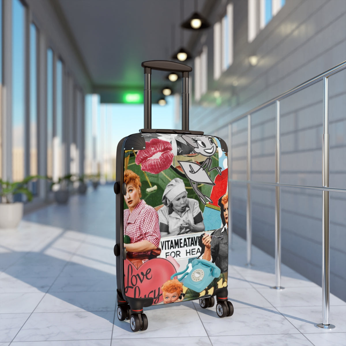 Retro Collage Suitcase | Vintage TV Show Pop Art Luggage