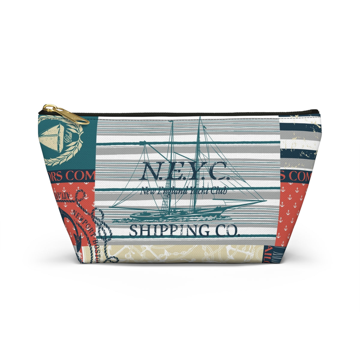 Nautical Sailboat Patchwork Accessory Pouch