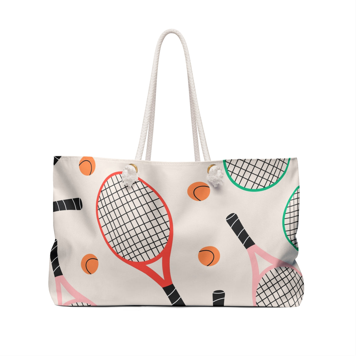 Colorful Tennis Racket and Balls Weekender Bag | Sporty Travel Tote