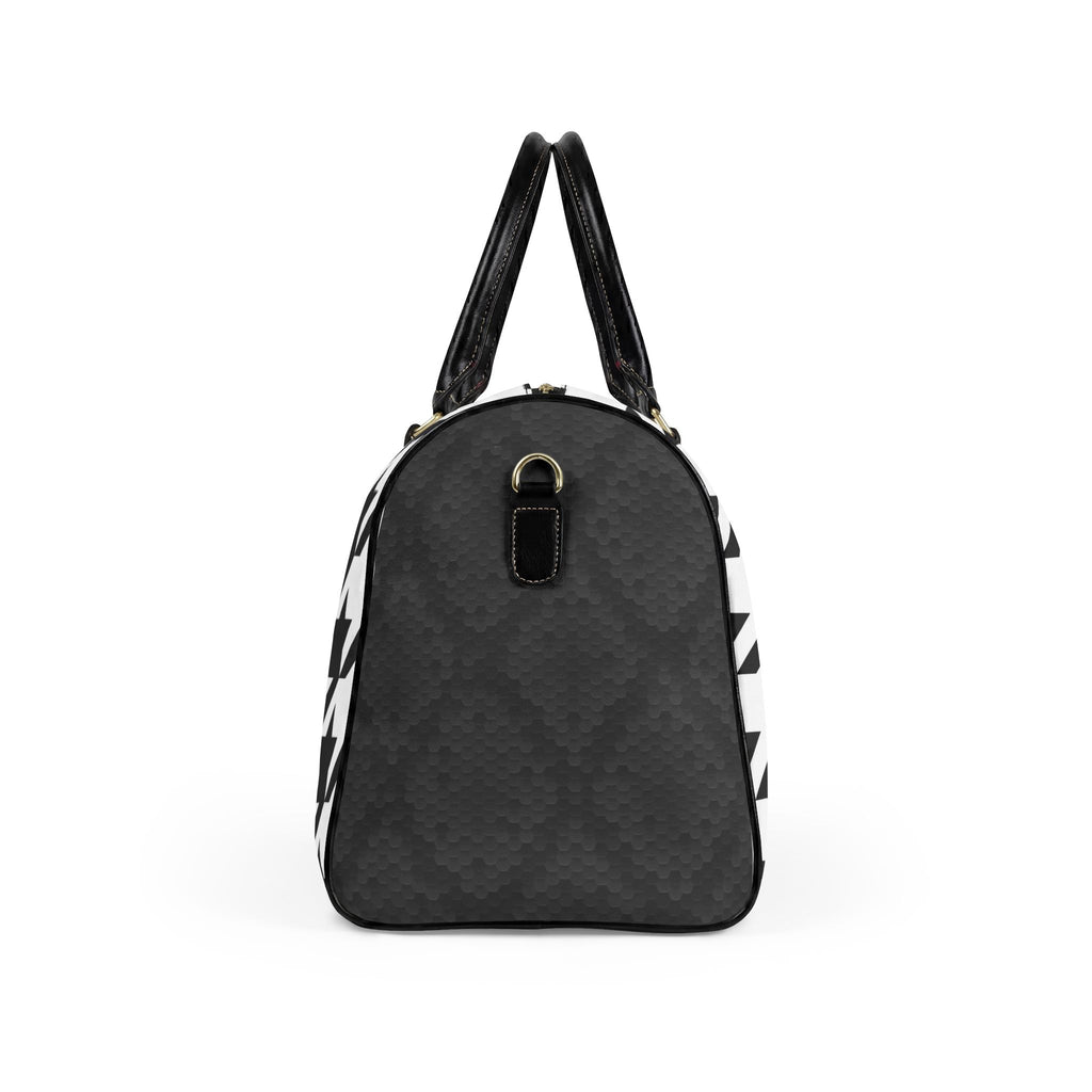 Black White Houndstooth Faux Leather Travel Bag | Duffle Bag