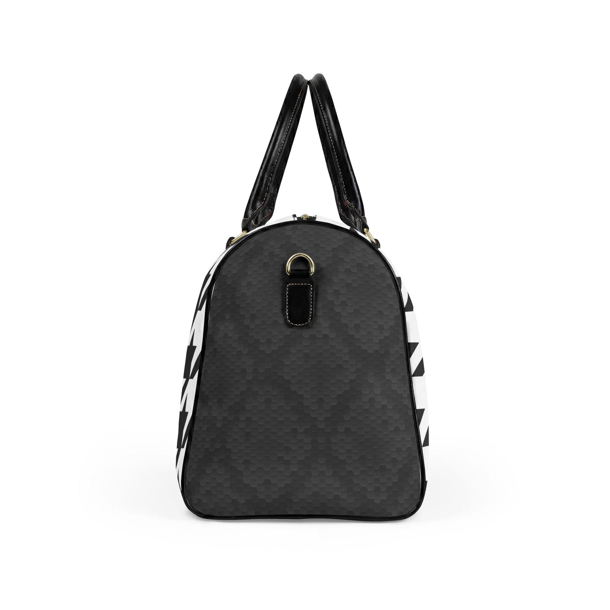 Black White Houndstooth Faux Leather Travel Bag | Duffle Bag
