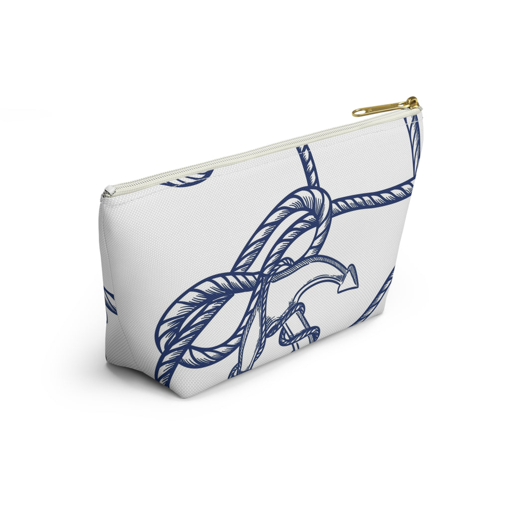 Nautical Rope & Anchor Accessory Pouch | T-Bottom Cosmetic Bag