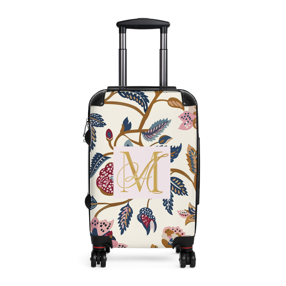 Monogram Floral Suitcase Cover – Personalized Initial M Luggage Protector