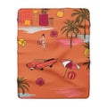 Retro Beach Pattern Sherpa Blanket | Palm Trees, Convertible, Tropical Print