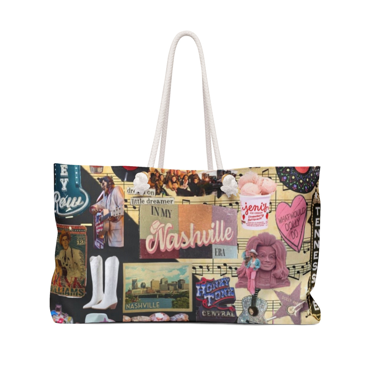 Nashville Collage Weekender Bag | Music City Sticker Travel Tote