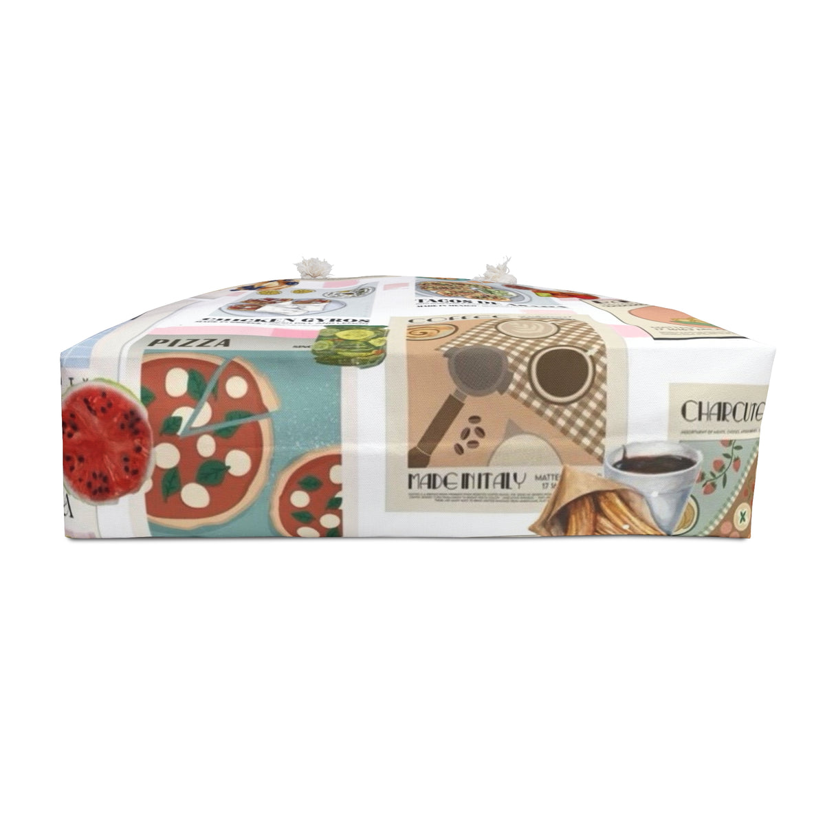 Foodie Collage Weekender Bag – Illustrated Global Cuisine Travel Tote