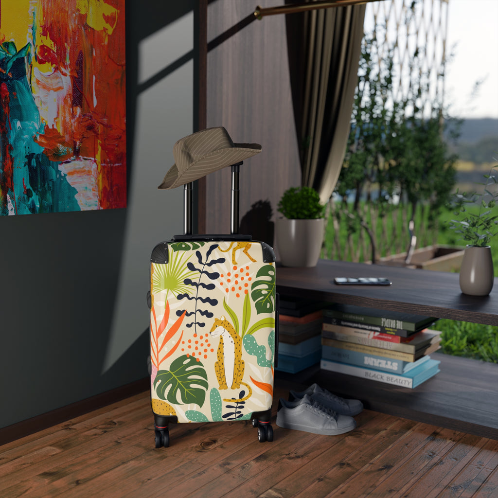 Tropical Leopard Suitcase — Colorful Jungle Print Carry-On Luggage