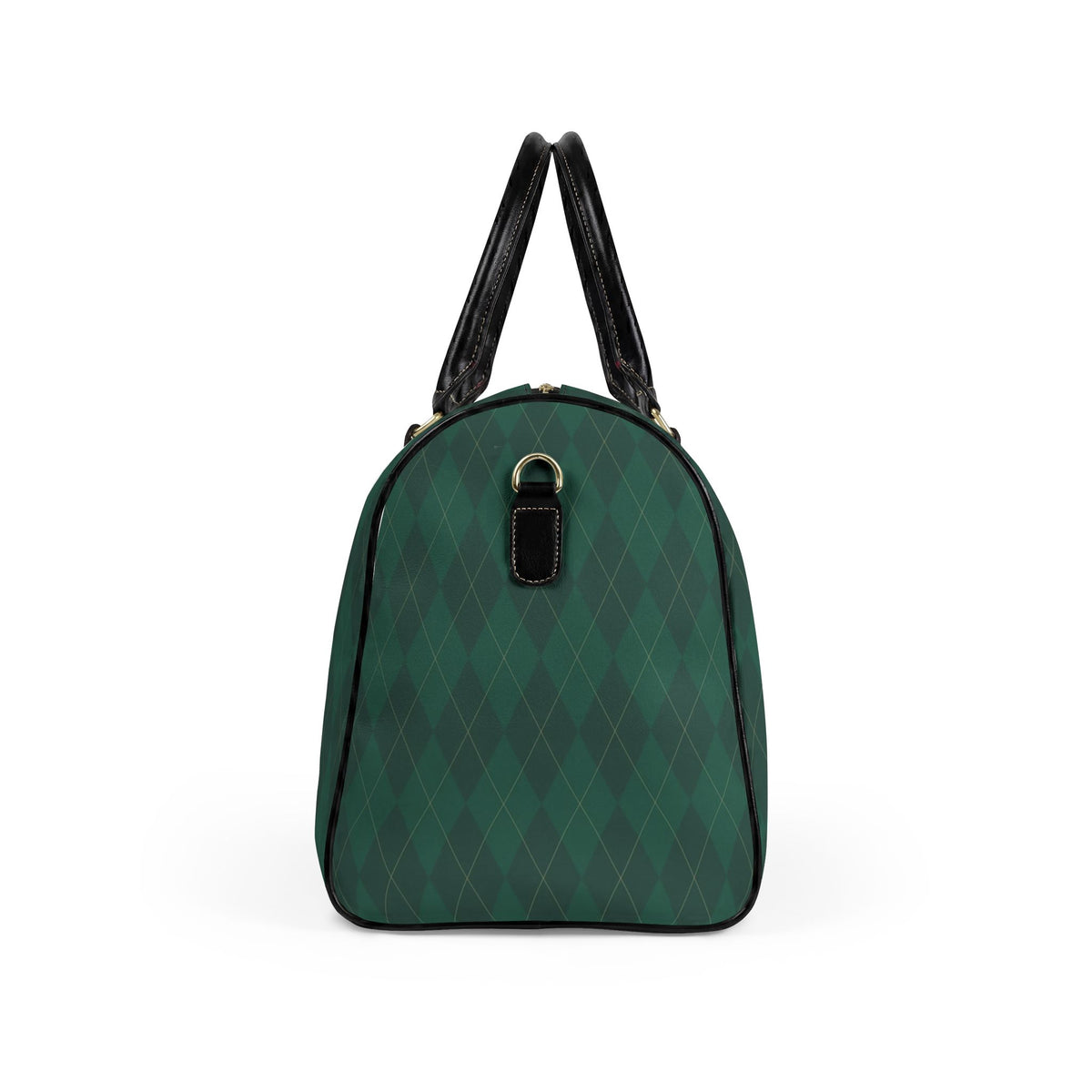 Green Argyle Pattern Faux Leather Travel Bag | Duffle Weekender