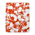 Orange Floral Silhouette Sherpa Blanket | White Blossom Pattern
