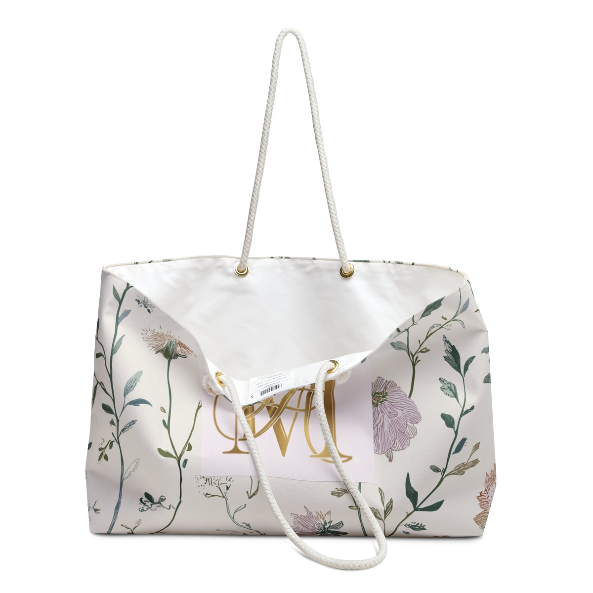 Monogram Floral Weekender Bag — Elegant Botanical Travel Tote