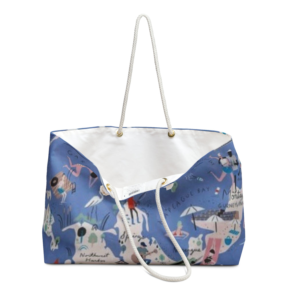 Summer Map Weekender Bag — Illustrated Travel Tote for Beach Trips & Vacations
