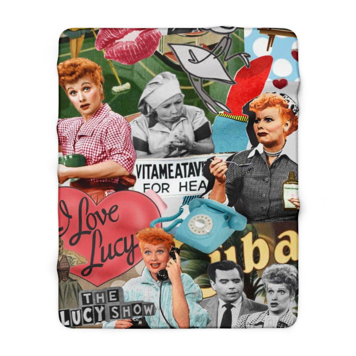 I Love Lucy Collage Sherpa Blanket | Retro TV Show, Vintage Pop Art