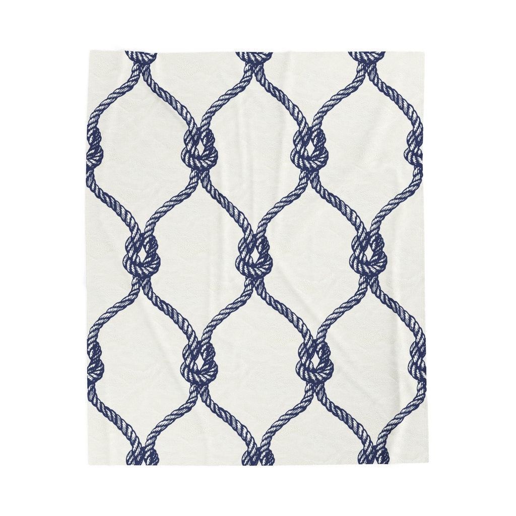 Nautical Rope Knot Velveteen Plush Blanket — Coastal Navy Throw