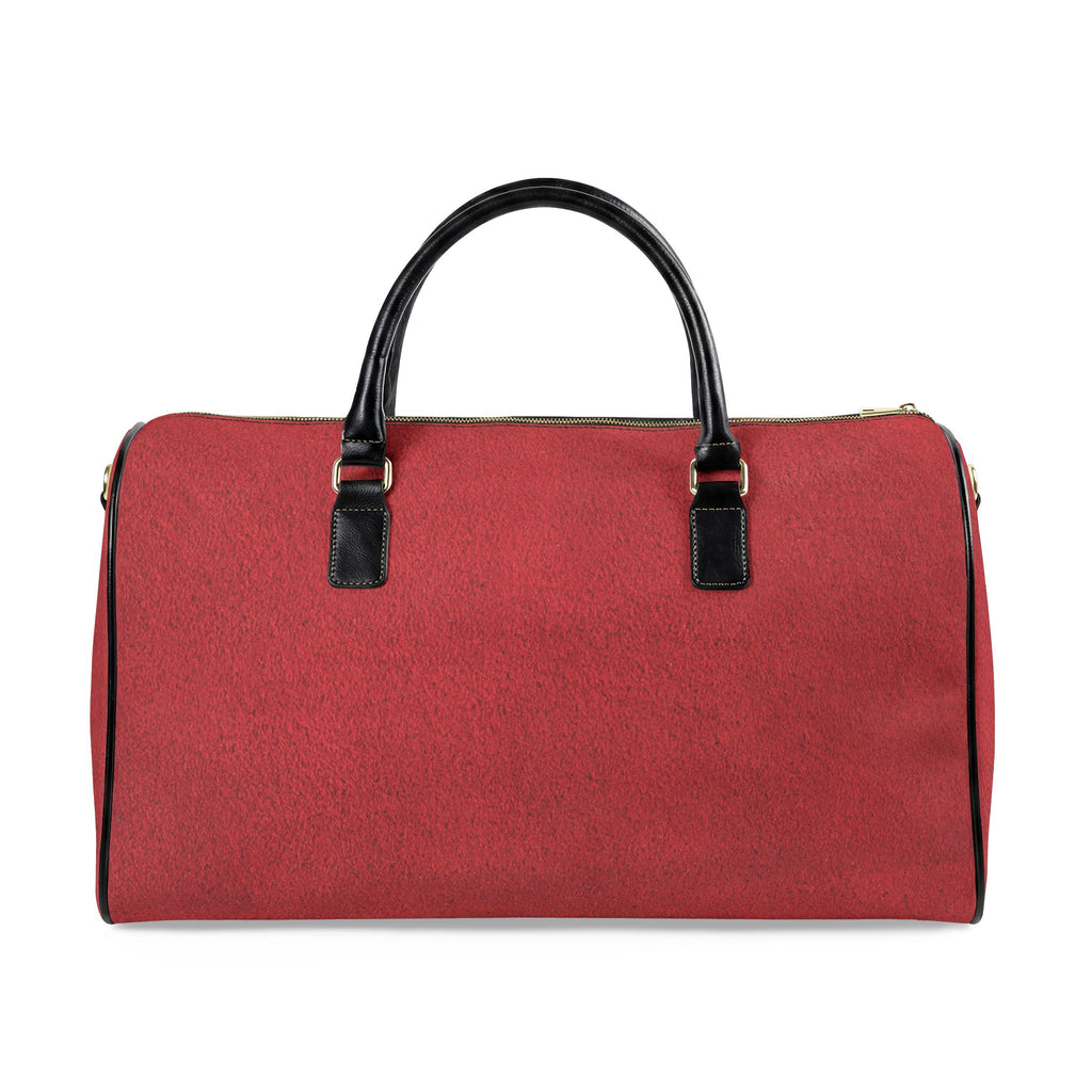 Red Faux Leather Travel Bag | Overnight Duffle, Black Handles