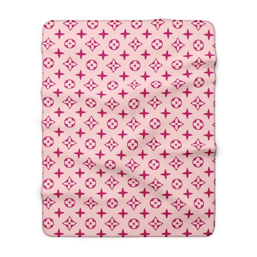 Pink Monogram Pattern Sherpa Blanket | Luxe Logo-Inspired Throw