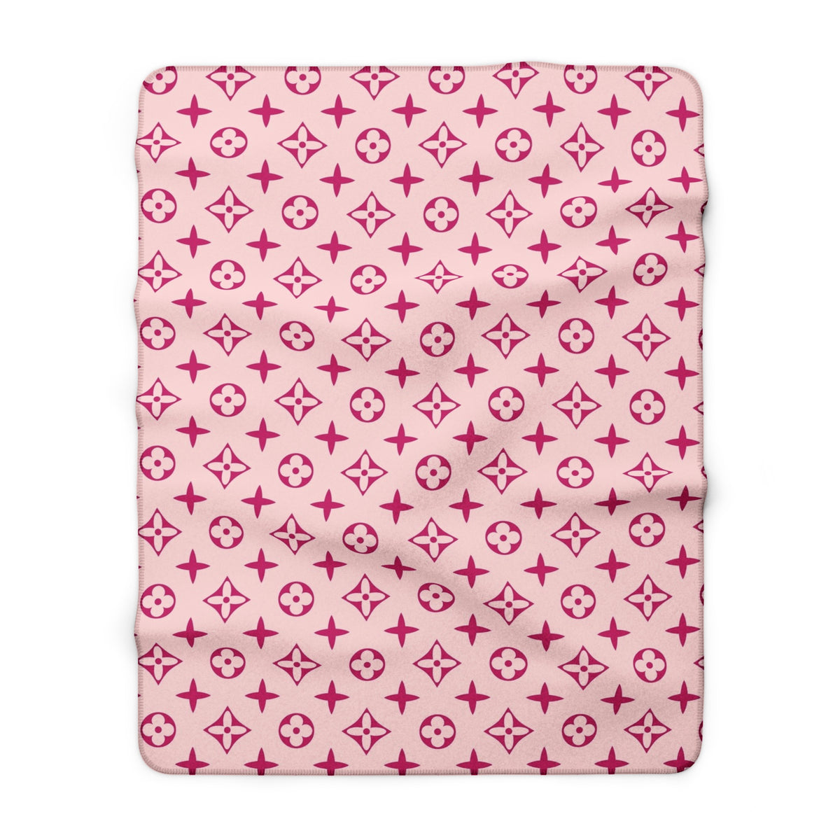 Pink Monogram Pattern Sherpa Blanket | Luxe Logo-Inspired Throw