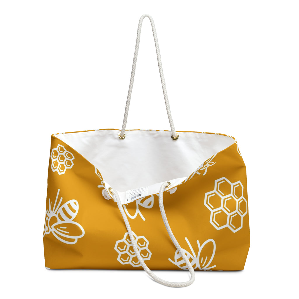 Honey Bees Pattern Weekender Bag | Bee Hexagon Print