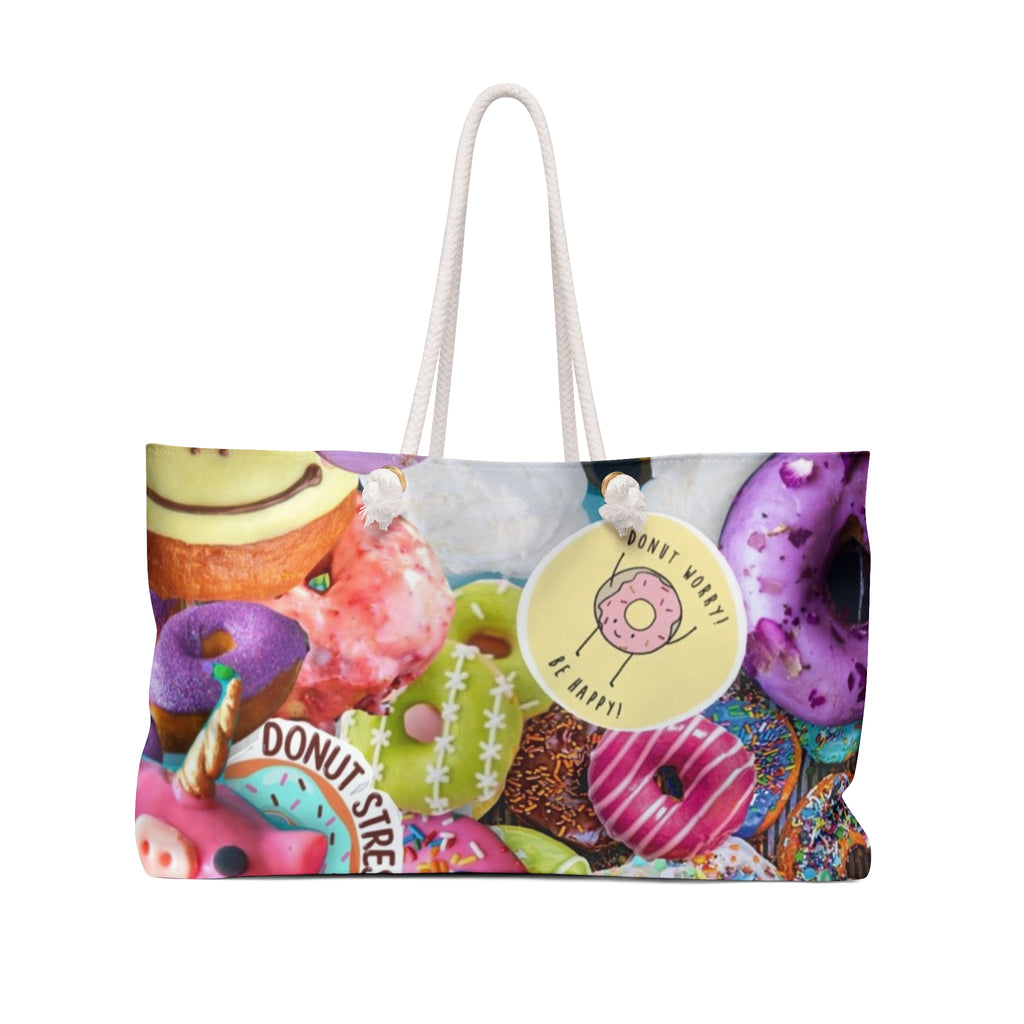 Donut Pattern Weekender Bag — Colorful Pastry Travel Tote