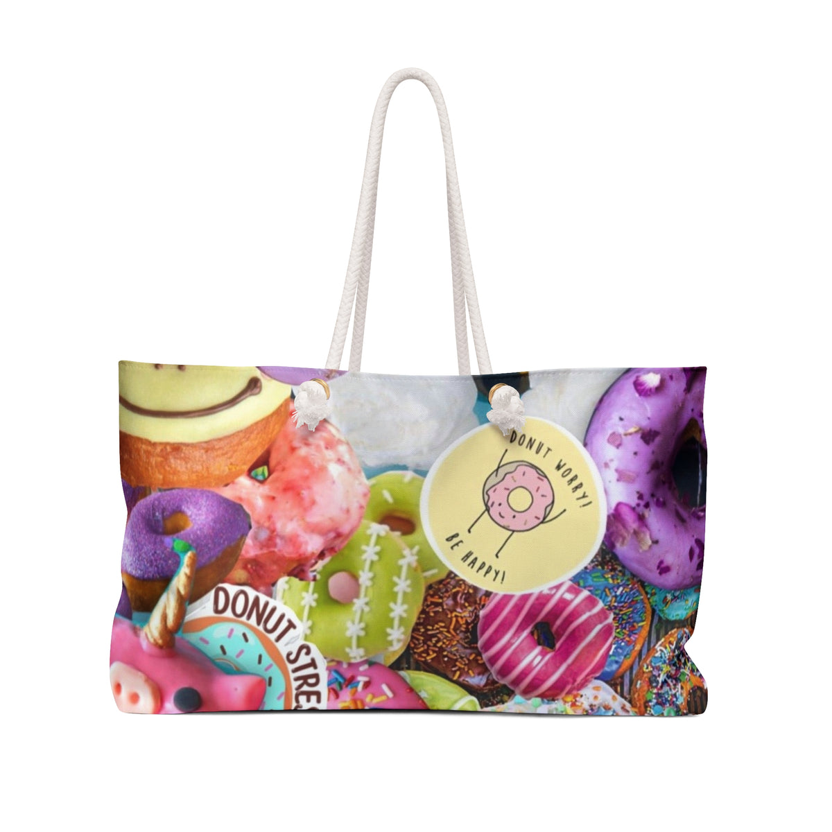 Donut Pattern Weekender Bag — Colorful Pastry Travel Tote