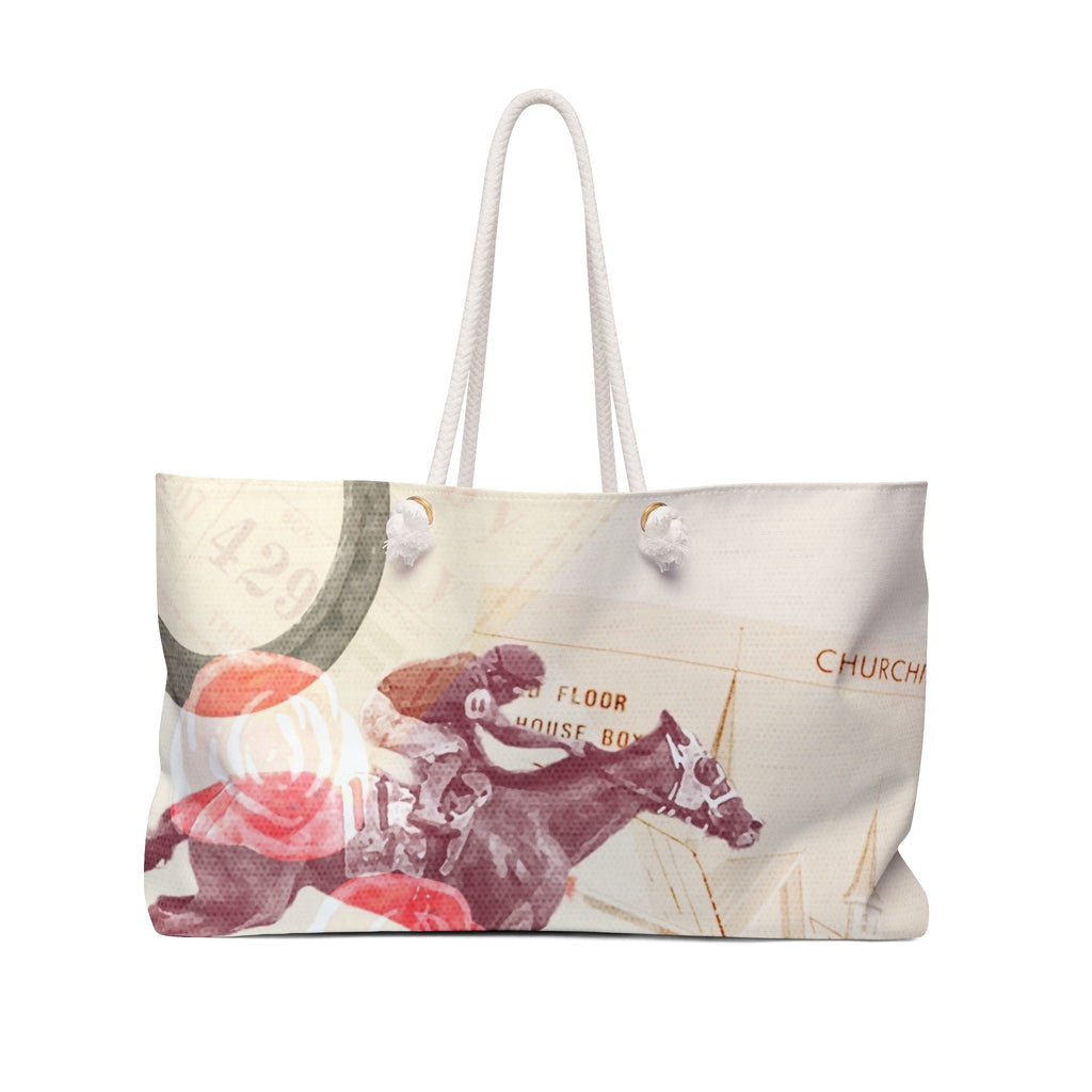 Vintage Travel Collage Weekender Bag | Retro Postcards, Tickets, Horses