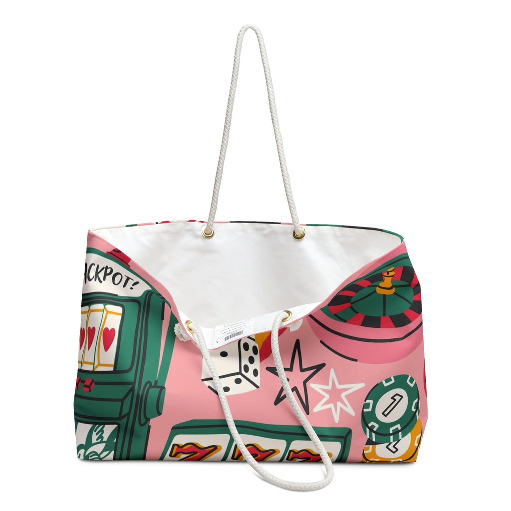 Casino Pattern Weekender bag | Slot Machine Roulette Dice Poker Chips Tote