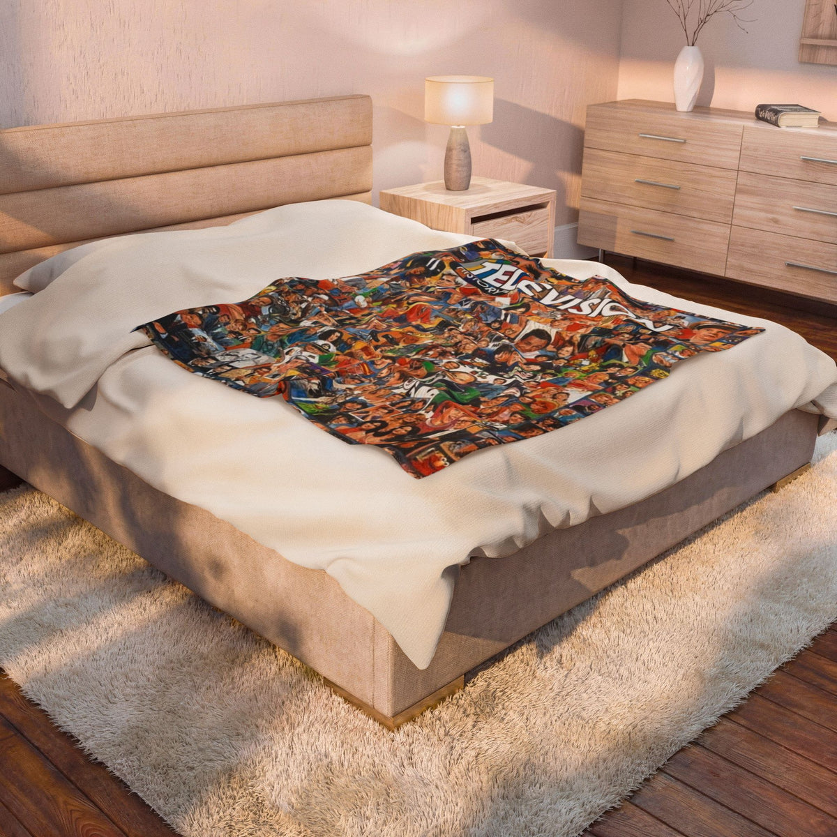 Television History Collage Velveteen Plush Blanket | TV Characters Montage