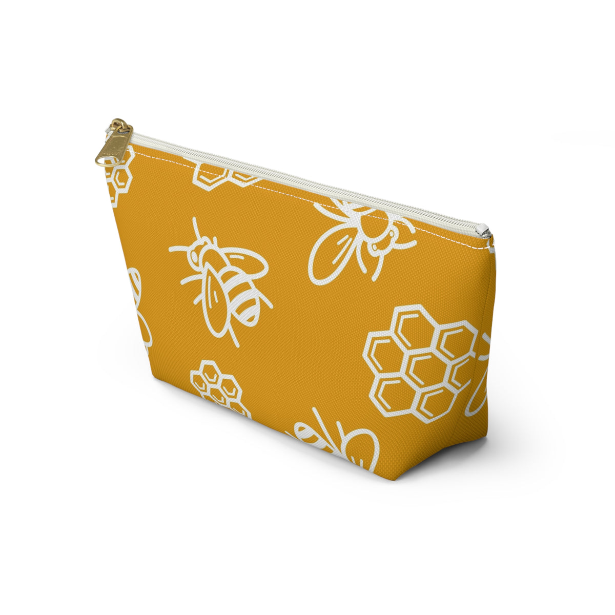 Bee Pattern Accessory Pouch | Honeycomb T-Bottom Pouch