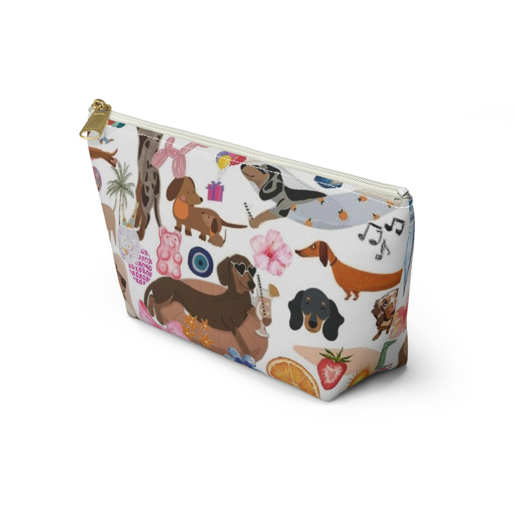 Dachshund Print Accessory Pouch — Cute Sausage Dog Cosmetic Bag