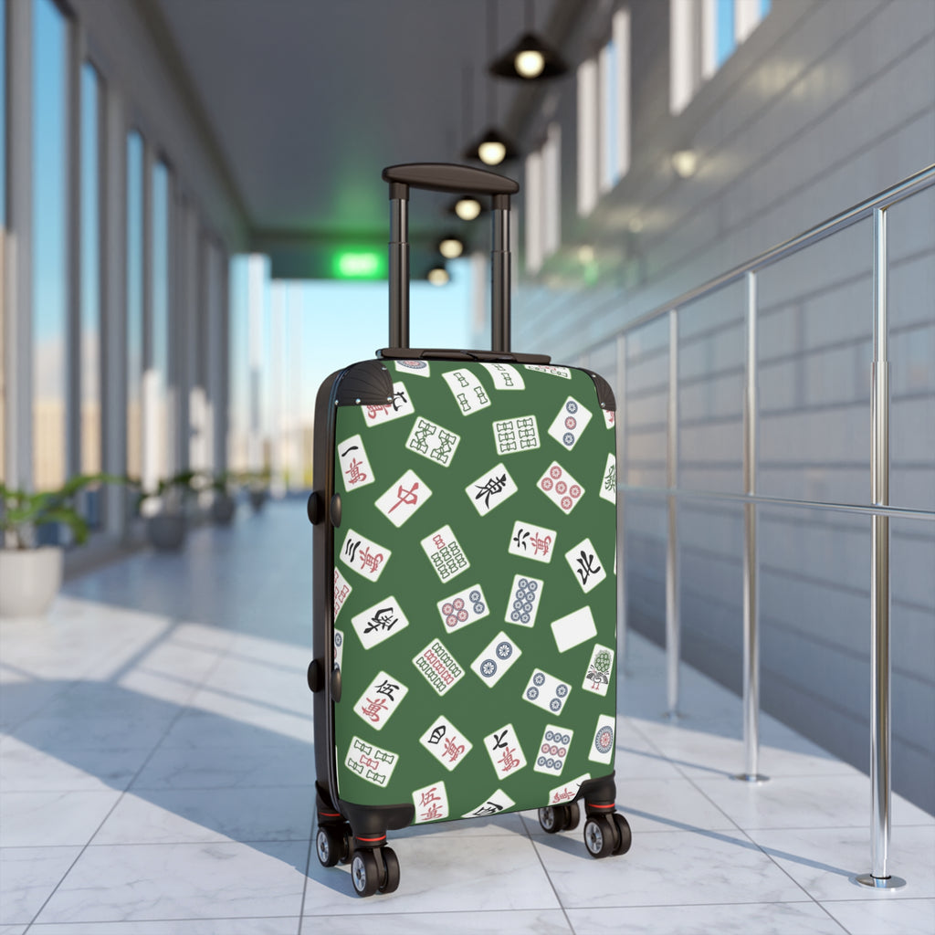 Mahjong Tiles Suitcase | Green Mahjong Pattern Luggage