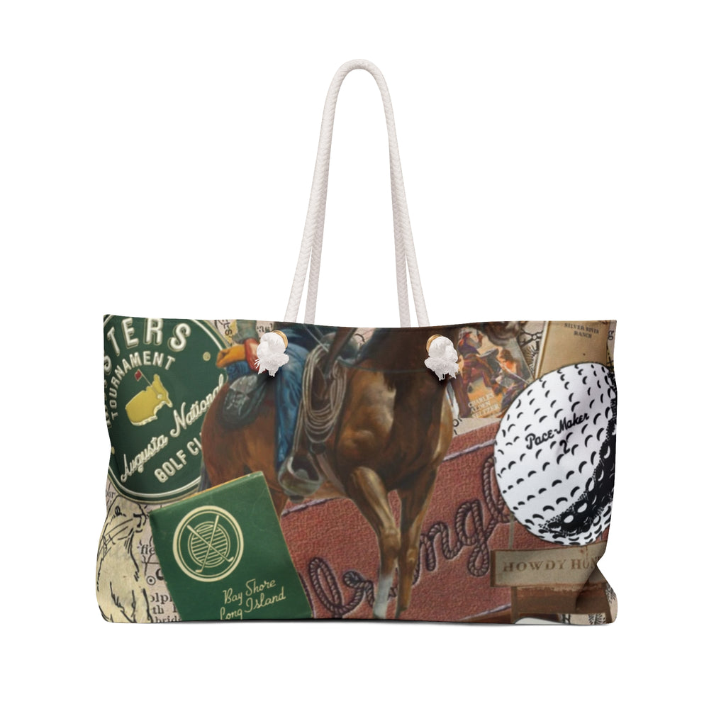 Vintage Golf Collage Weekender Bag | Retro Sports Travel Tote