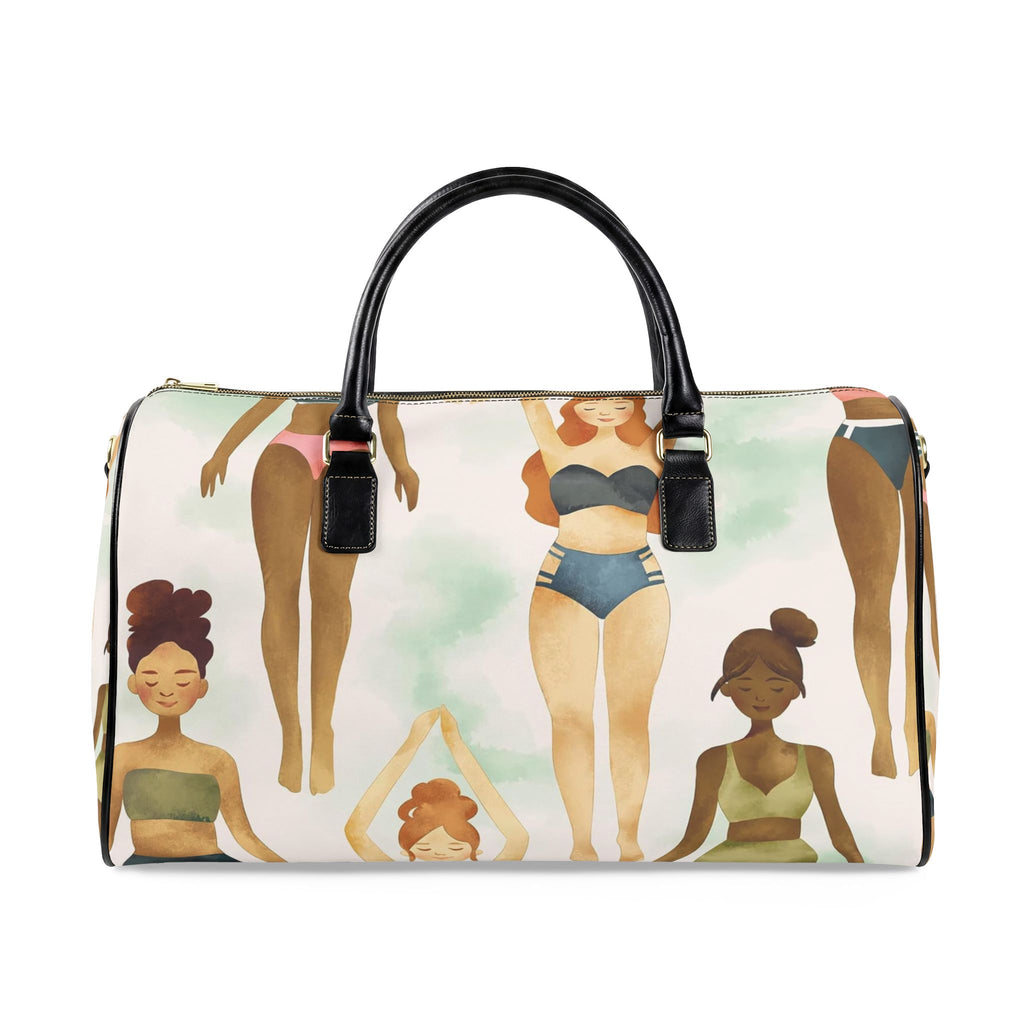 Travel Bag — Curvy Women Swimwear Pattern Faux Leather Duffel