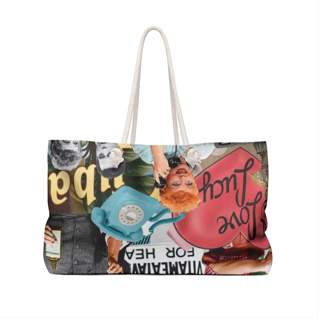 Retro Collage Weekender Bag | Vintage TV, Lucy, Pop Art
